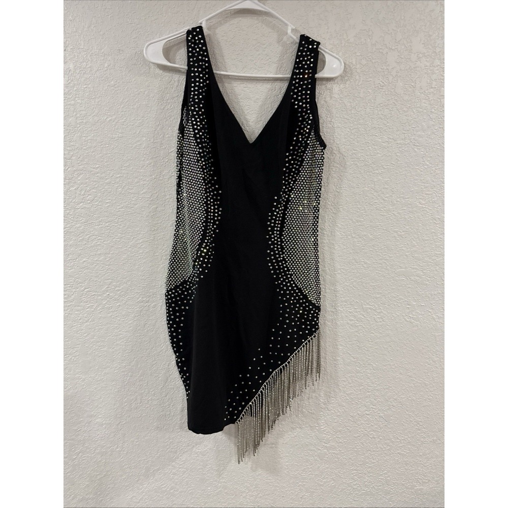 Banjul Rhinestone Mini Dress L | Black & Silver